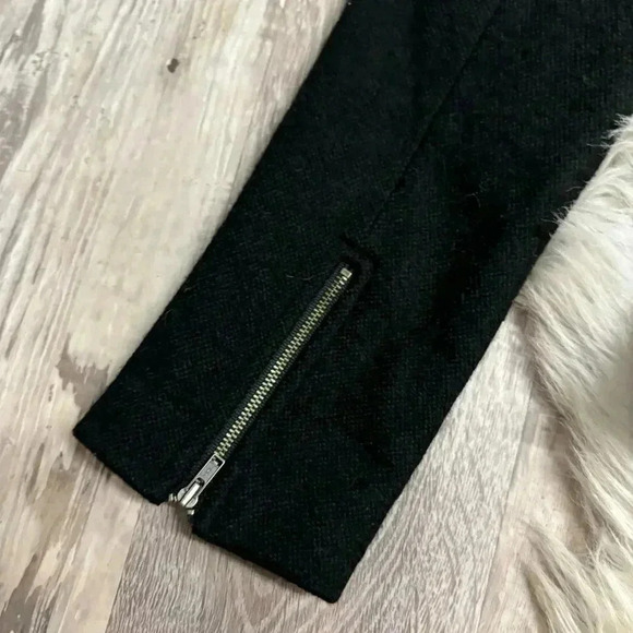 Ann Taylor Loft black wool blend asymmetrical snap blazer jacket, size 4 petite - Picture 8 of 9